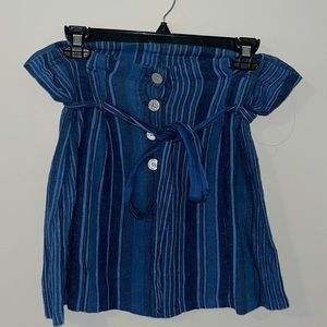 Blue Cotton Mini Skirt